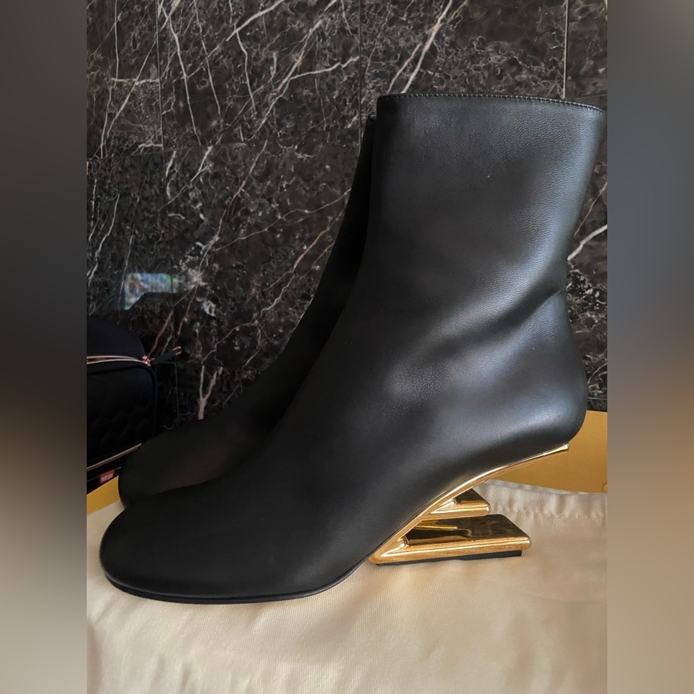 Fendi First Black Ankle Boots with Gold Heel. ⚜️ - Picture 7 of 16